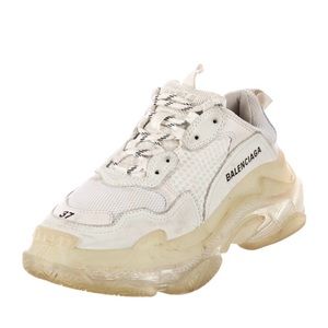 Balenciaga Triple S Low Top Sneakers, White, Leather, Round-Toes.